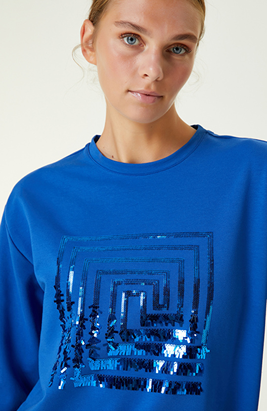 Royal Mavi Payetli Sweatshirt