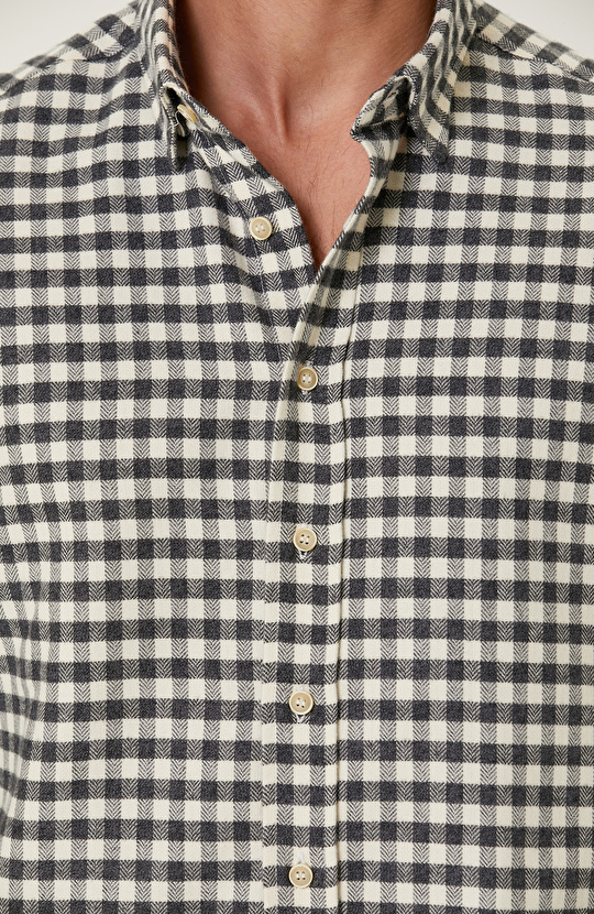 Pamuklu Ekru Balıksırtı Kareli Gömlek