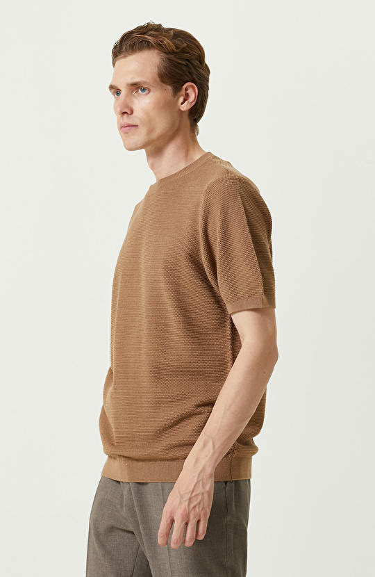 Camel Pirinç Örgü Kazak