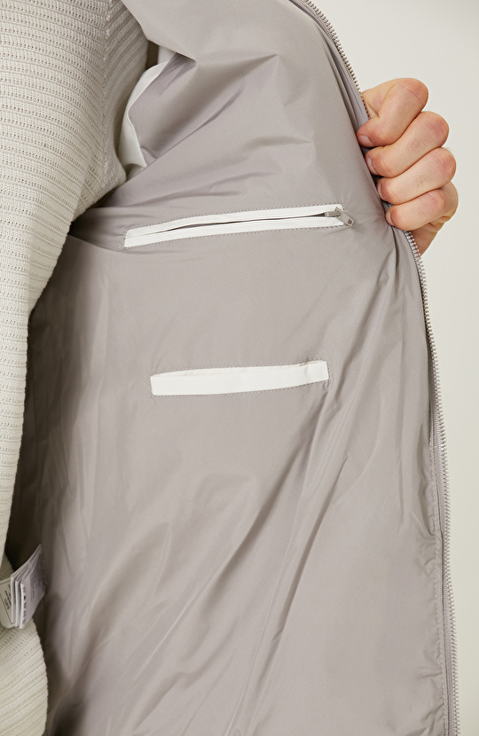 Gri Beyaz Kapüşonlu Mont