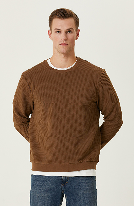 Slim Fit Vizon Jakarlı Sweatshirt