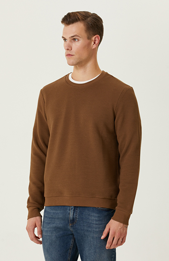 Slim Fit Vizon Jakarlı Sweatshirt