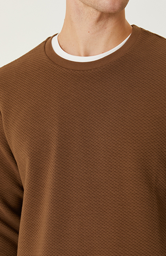 Slim Fit Vizon Jakarlı Sweatshirt