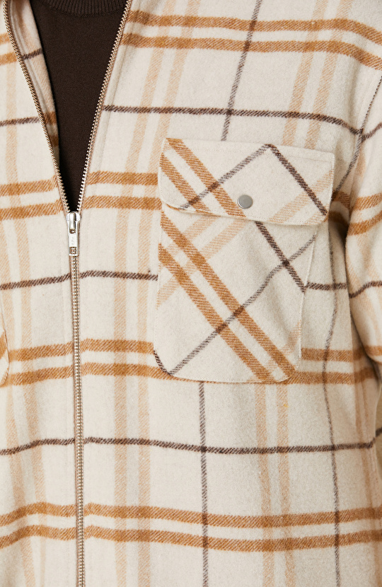 Vizon Ekru Ekose Desenli Gömlek