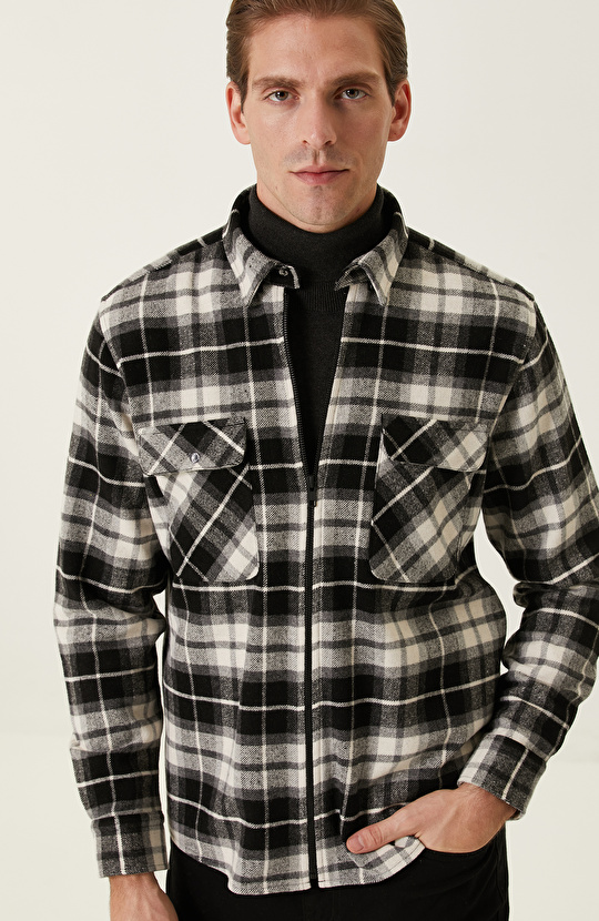 Siyah Gri Ekose Desenli Gömlek