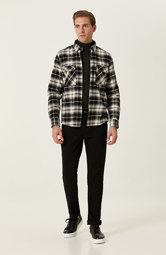 Siyah Gri Ekose Desenli Gömlek