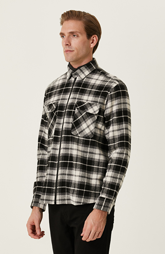 Siyah Gri Ekose Desenli Gömlek