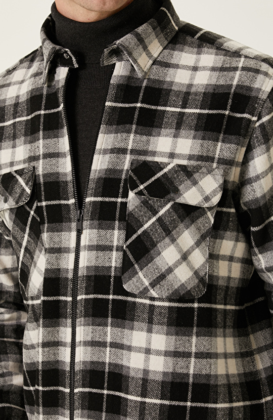 Siyah Gri Ekose Desenli Gömlek