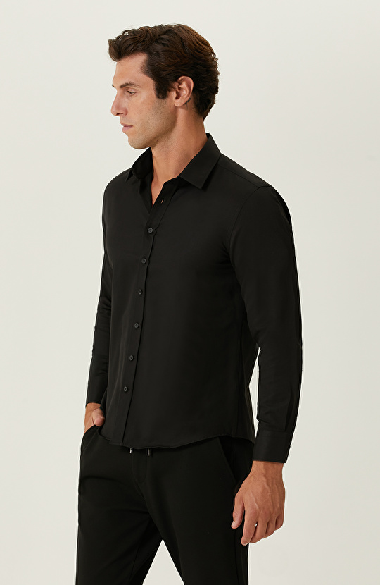 Siyah Diyagonal Gömlek