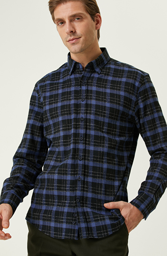 Siyah Lacivert Ekose Desenli Gömlek