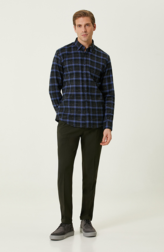 Siyah Lacivert Ekose Desenli Gömlek