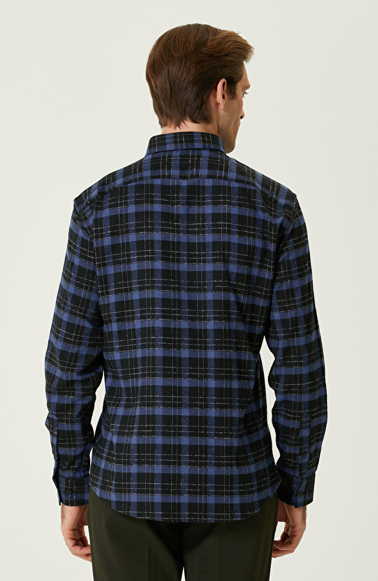 Siyah Lacivert Ekose Desenli Gömlek