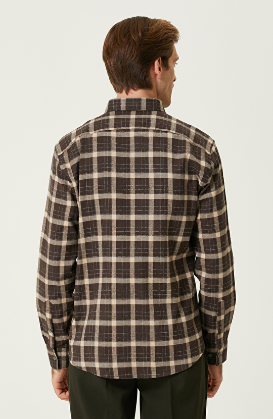 Kahverengi Ekose Desenli Gömlek