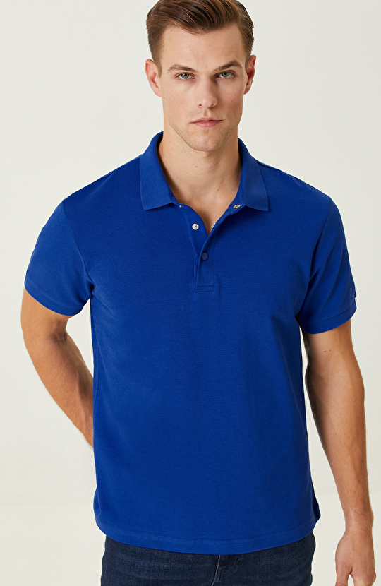 Saks Pamuklu Polo Yaka Tshirt