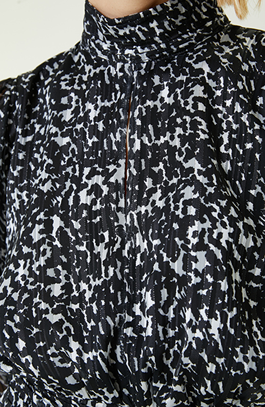 Siyah Desenli Mini Elbise