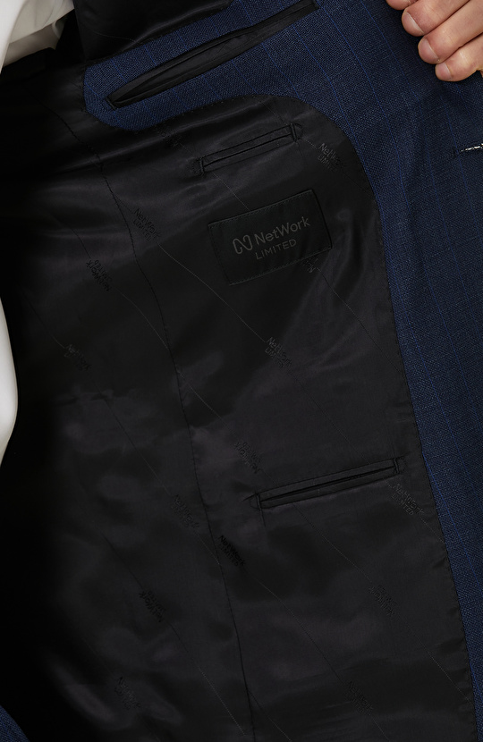 Loro Piana Kumaşıyla Üretilmiş Limited  Lacivert Çizgili Yün Takım Elbise