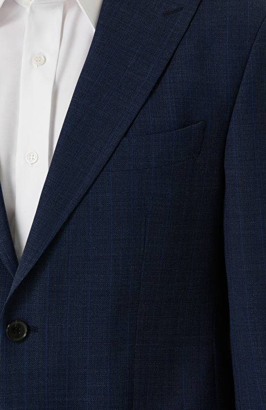 Loro Piana Kumaşıyla Üretilmiş Limited  Lacivert Çizgili Yün Takım Elbise