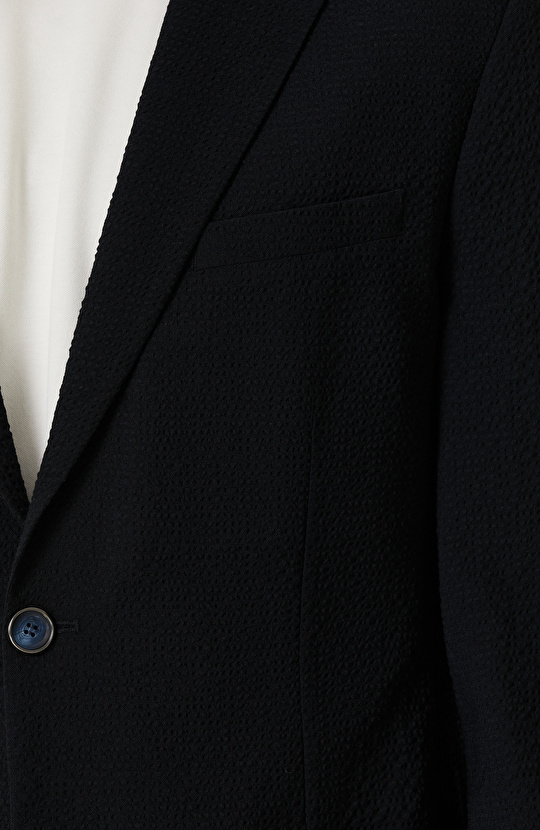 Lacivert Yün Karışımlı Ceket