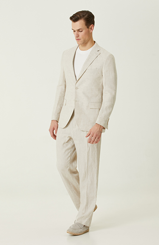 Limited Bej Keten Takım Elbise