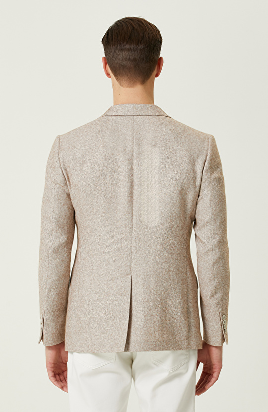 Bej Keten Karışımlı Ceket