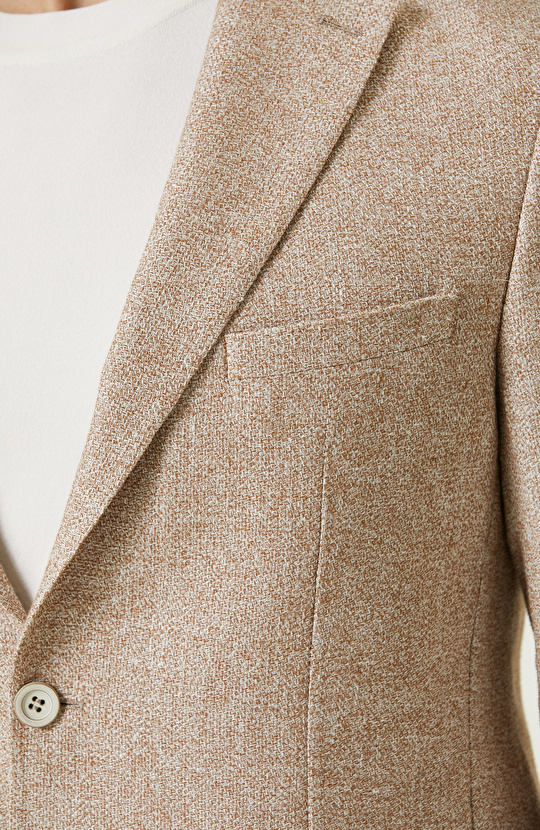 Bej Keten Karışımlı Ceket