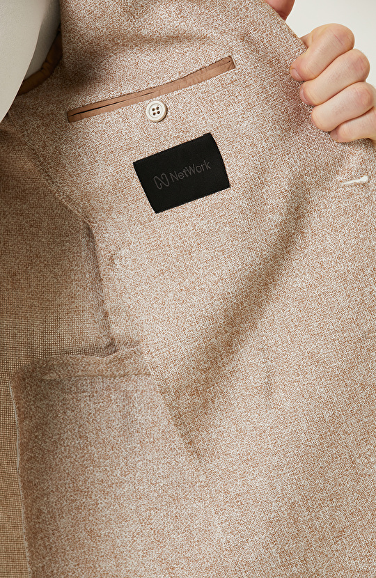 Bej Keten Karışımlı Ceket