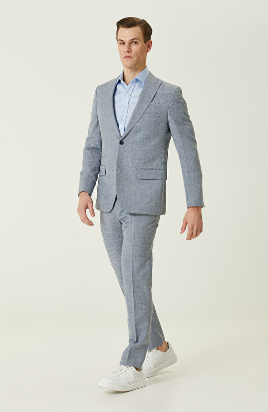 Loro Piana Kumaşıyla Üretilmiş  Limited Açık Mavi Takım Elbise