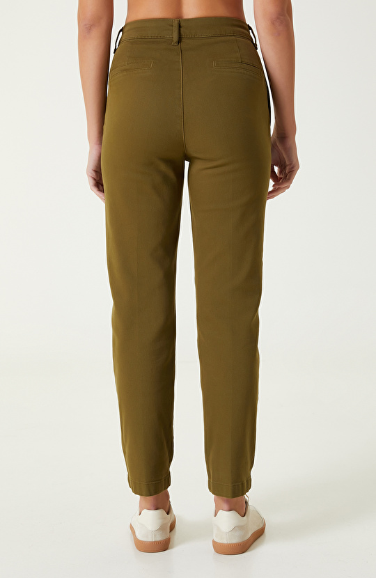 Haki Crop Casual Pantolon