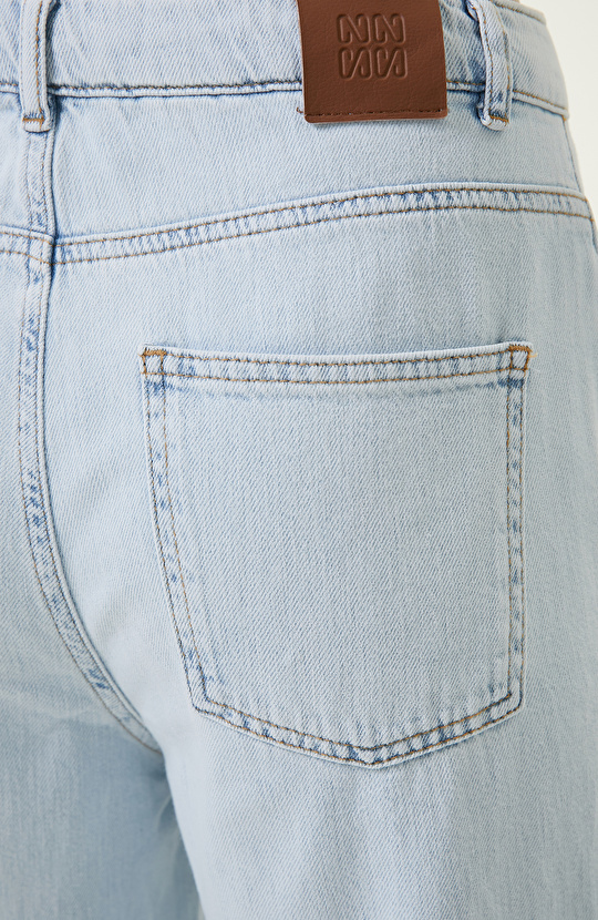 Açık İndigo Kargo Cepli Denim Pantolon