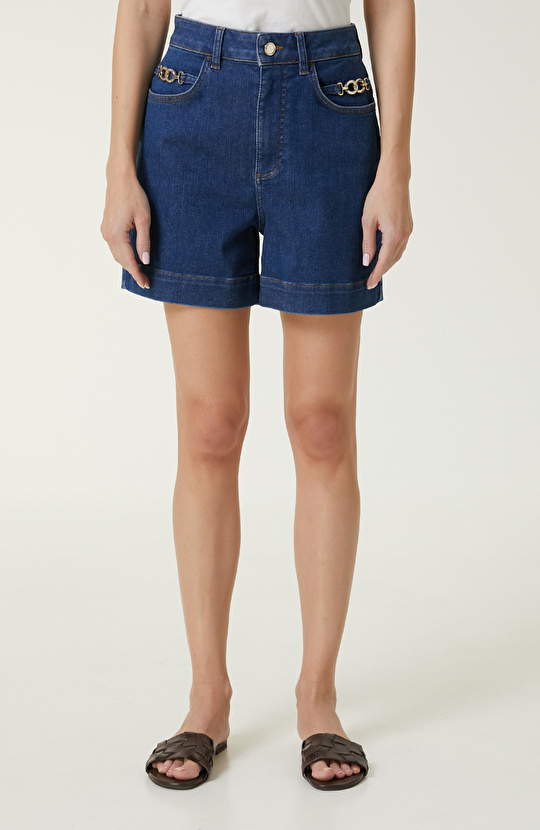  Indigo Denim Şort