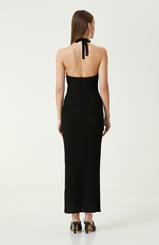 Siyah Midi Triko Elbise