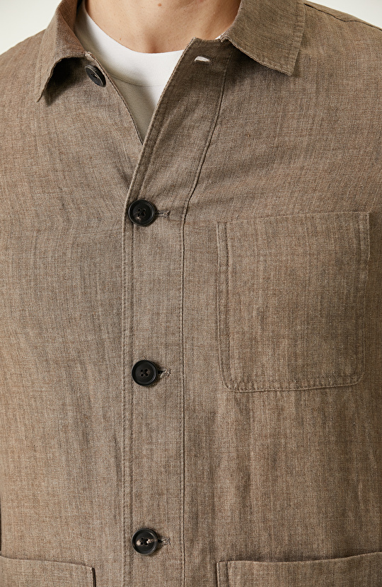 Bej Keten Erkek Ceket