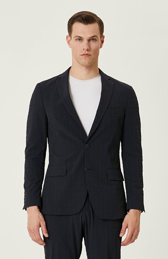 Lacivert Ekose Desenli N-Tech Ceket