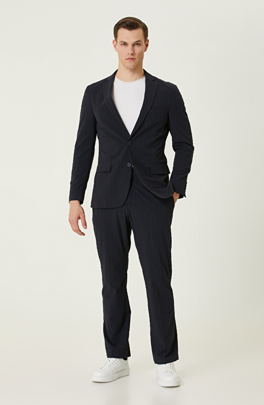 Lacivert Ekose Desenli N-Tech Ceket