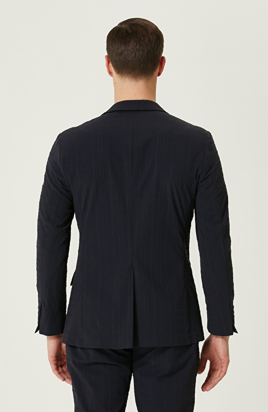 Lacivert Ekose Desenli N-Tech Ceket