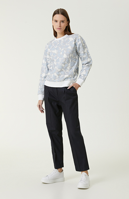 Mavi Beyaz Baskılı Sweatshirt