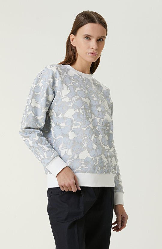 Mavi Beyaz Baskılı Sweatshirt