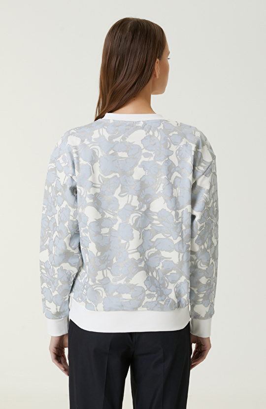 Mavi Beyaz Baskılı Sweatshirt