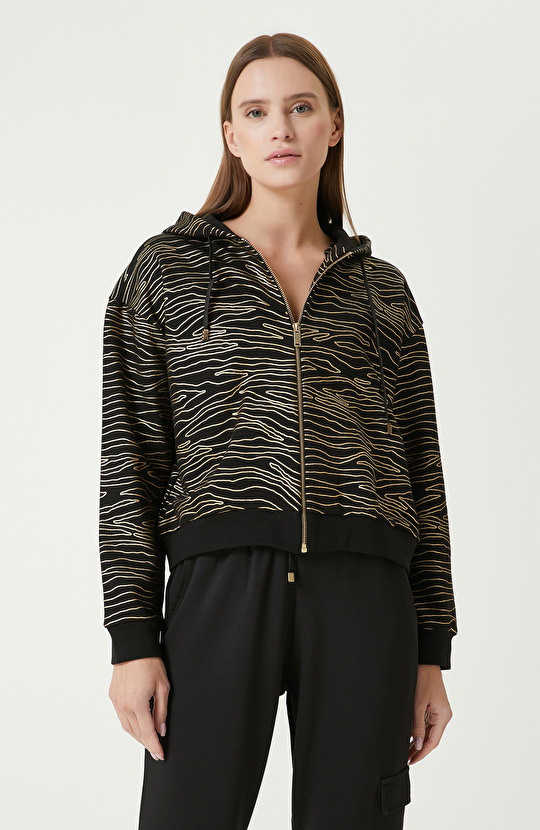 Siyah Kahve Desenli Sweatshirt