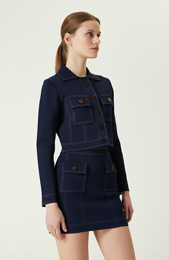 Koyu Lacivert Triko Ceket