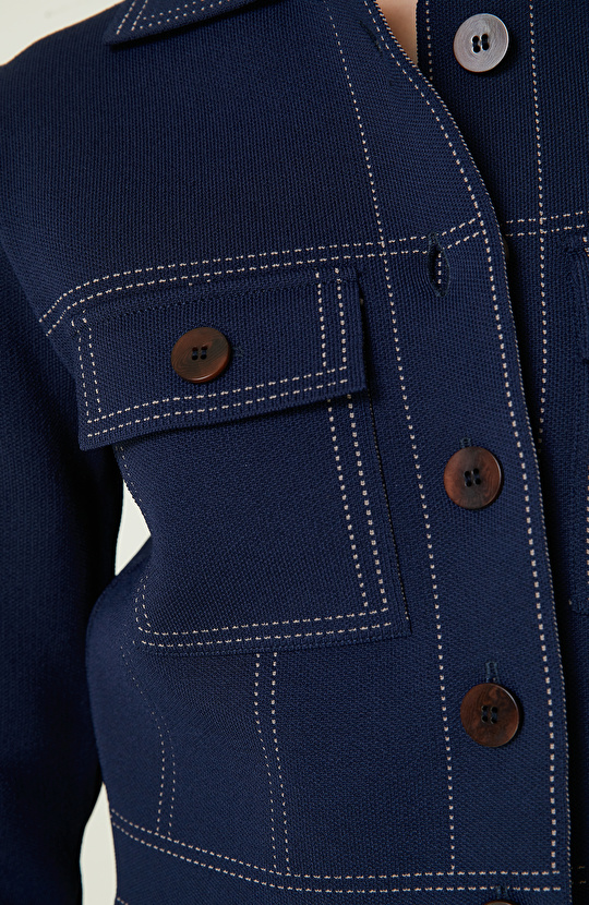 Koyu Lacivert Triko Ceket