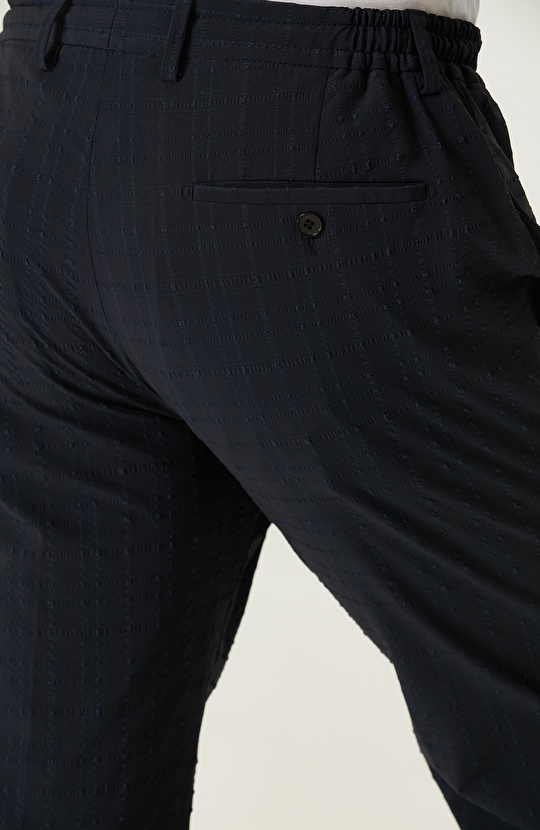 Lacivert Ekose Desenli Pantolon