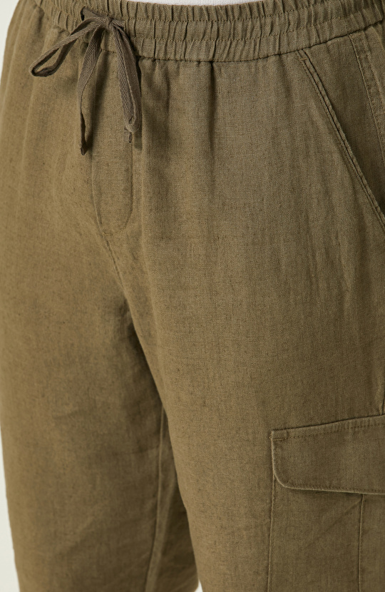 Haki Keten Kargo Cepli Pantolon