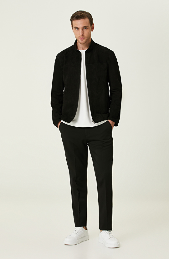 Black Double Sided Leather Coat