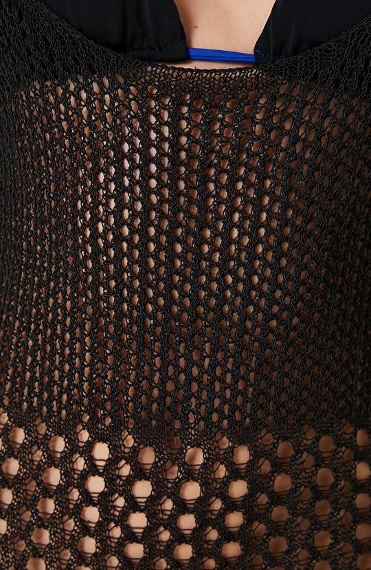 Siyah Triko Plaj Elbisesi