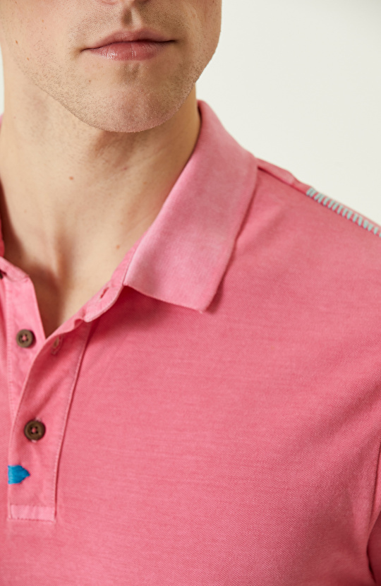 Pink Polo Neck T-Shirt