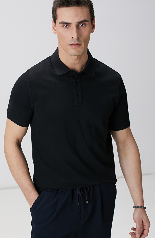Siyah Polo Yaka T-shirt