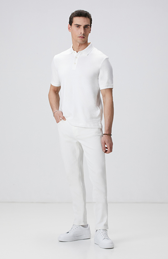 Kırık Beyaz Polo Yaka T-shirt
