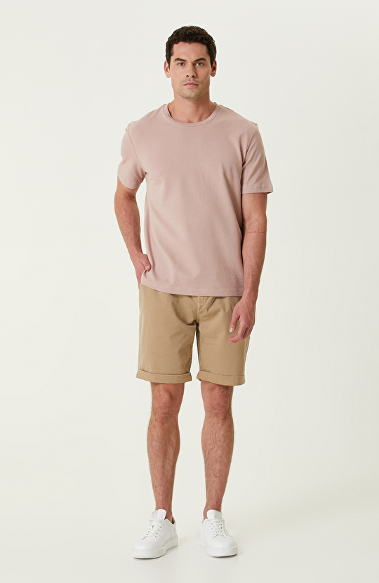 Açık Pembe Jakarlı T-shirt