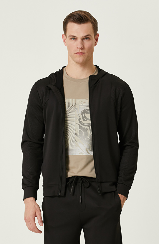 N-Tech Siyah Kapüşonlu Sweatshirt